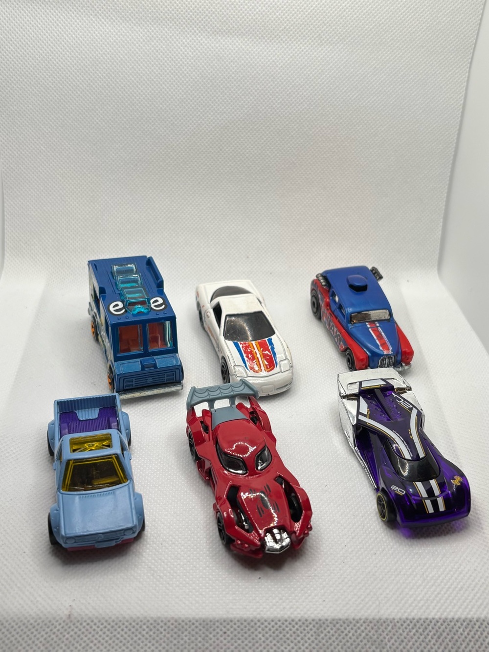 Hot Wheels Lot Of 6 DieCast Cars Assortment - Spiderman, Taxi, Ice cream Truck